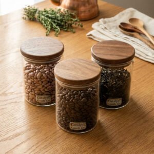 Airtight Canister Set Acacia Wood